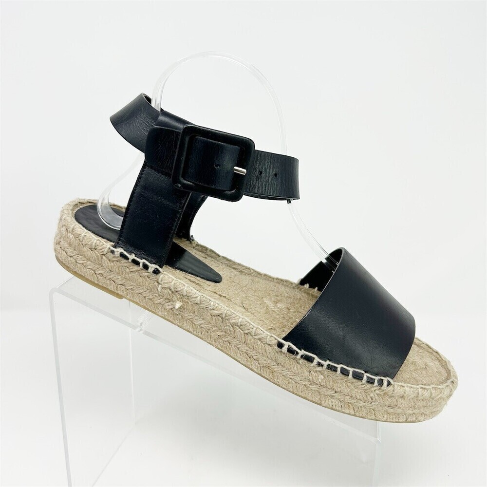 Vince Edie Platform Espadrille Sandals Womens Black Ankle Strap Buckle Size 10